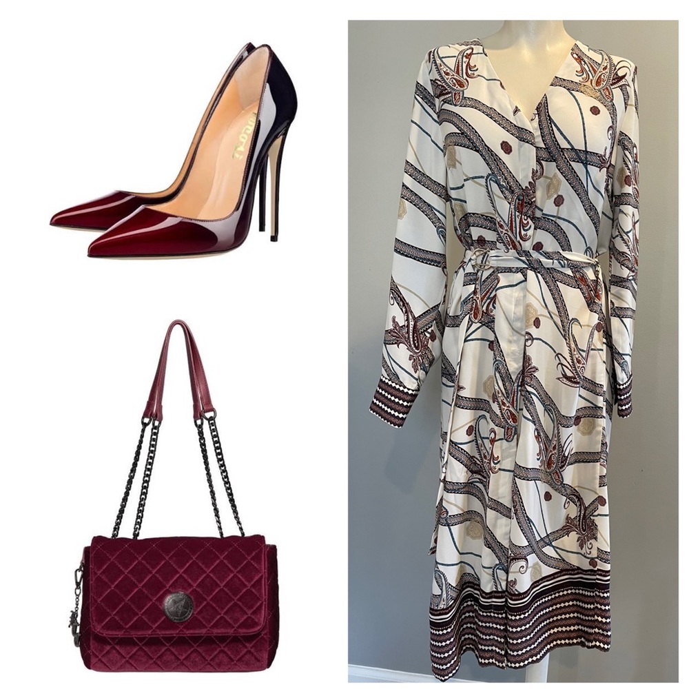 PAISLEY PRINT DRESS WITH BELT